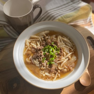 低糖質牛丼の具で♪きのこたっぷりスープ